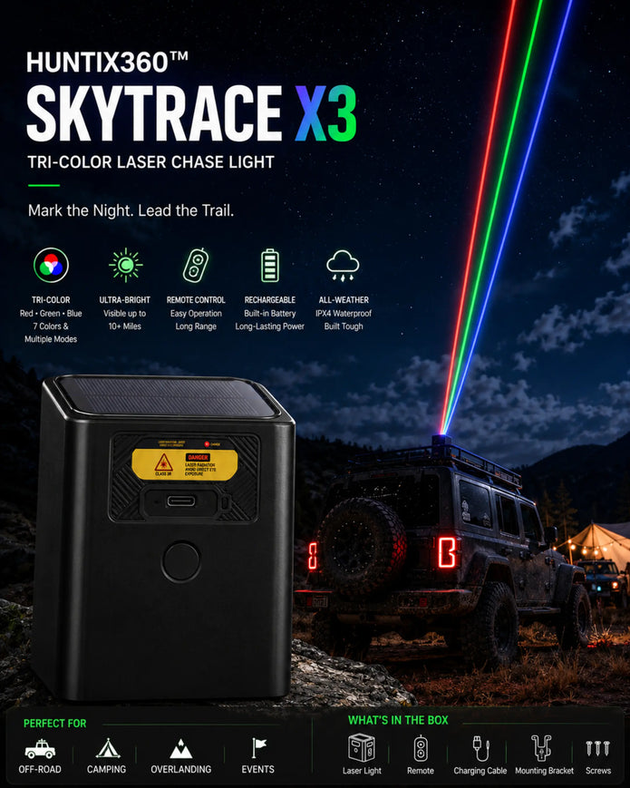 Huntix360™ SkyTrace X3 Tri-Color Laser Chase Light